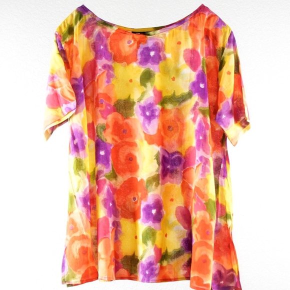 1980's Retro ZASHI India Floral Blouse - Picture 1 of 3